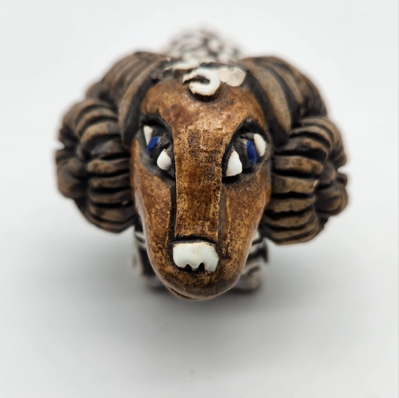 Vintage Artesania Rinconada (Uruguay) "Ram" Sheep Art Pottery Enamel Figurine - Picture 6 of 8